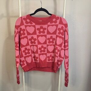 Debut Pink and Red Patterned Women's Sweater